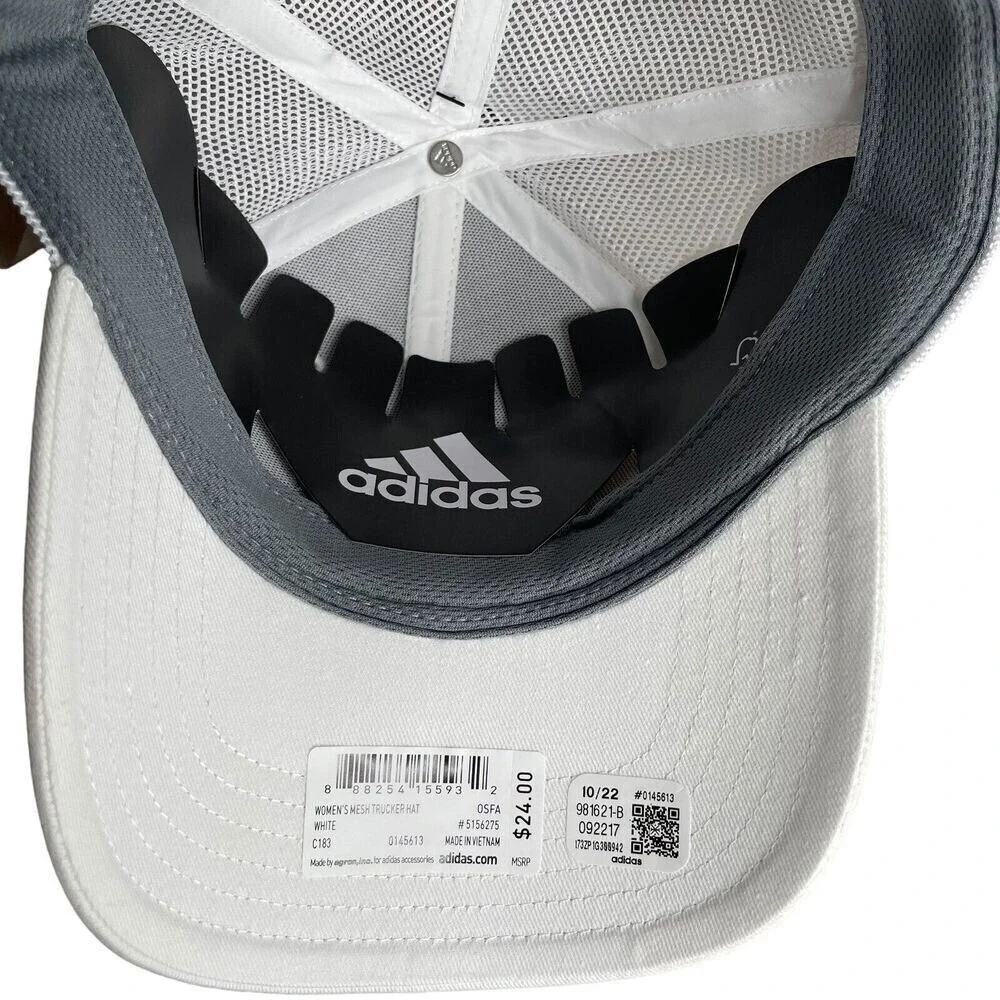 Adidas Women White Mesh Trucker Hat Aeroready Mesh Baseball Cap Golf tennis‎ NWT